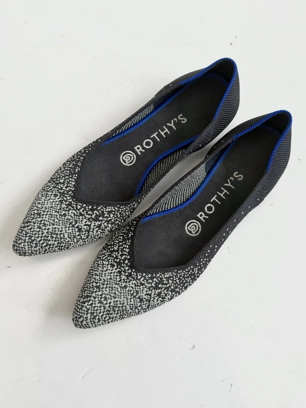Rothy's Limited Edition The Point Toe Slate Metallic Flats Retired Size 8 NWOB